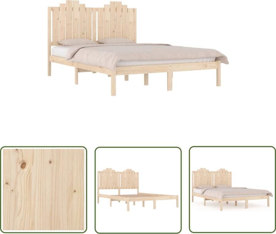 VidaXL The Living Store Houten bedframe Massief grenenhout 205.5 x 205.5 x 110 cm Geschikt voor 200 x 200 cm matras Montage vereist