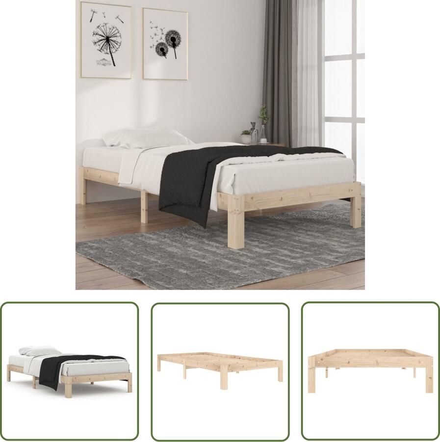 The Living Store Bedframe massief grenenhout 100x200 cm Bedframe Bedframes Bed Bedbodem Ledikant Bed Frame Massief Houten Bedframe Slaapmeubel Eenpersoonsbed Bedden Bedbodems - Foto 2