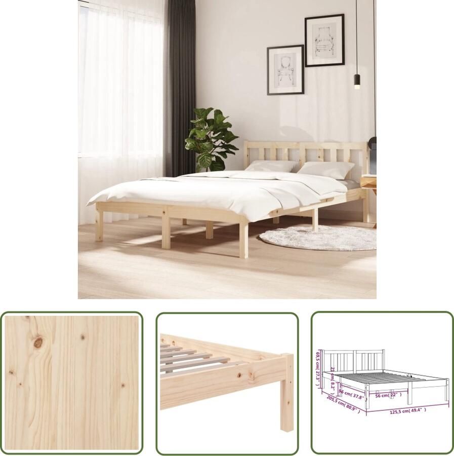 The Living Store Bedframe massief hout 120x200 cm Bedframe Bedframes Bed Bedbodem Ledikant Bed Frame Massief Houten Bedframe Slaapmeubel Tweepersoonsbed Bedden Bedbodems - Foto 2