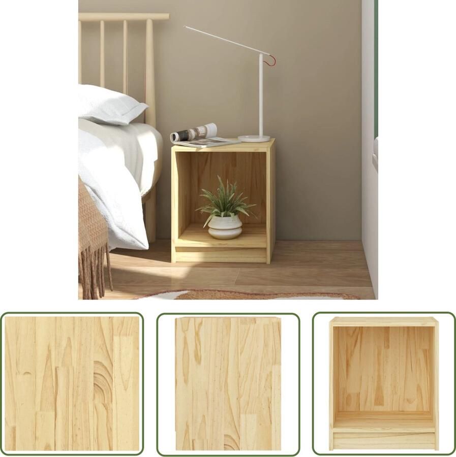 VidaXL The Living Store Houten Nachtkastje Grenenhout 35.5 x 33.5 x 41.5 cm Elegante Toevoeging - Foto 2
