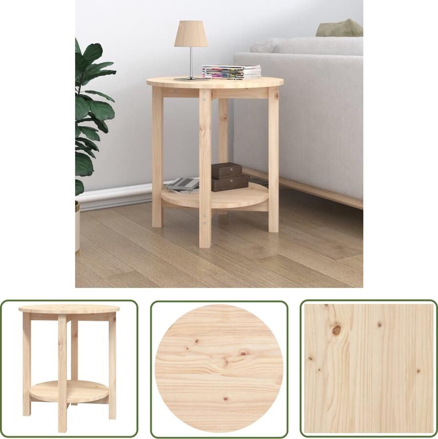 VidaXL The Living Store Houten Salontafel Ø 55 x 60 cm Massief Grenenhout - Foto 2