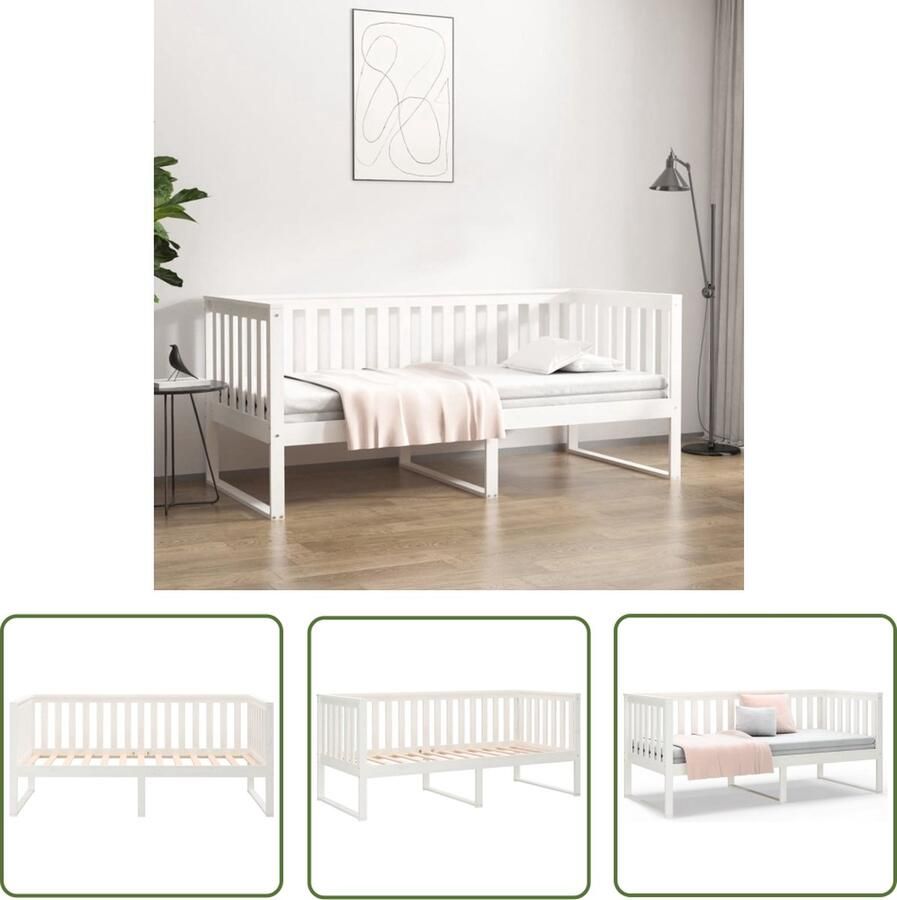 VidaXL The Living Store Houten Slaapbank Bedframe Massief Grenenhout 207.5 x 95 x 89.5 cm Wit