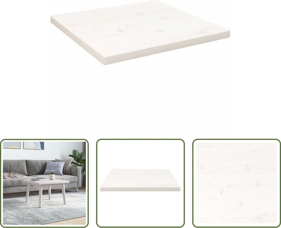VidaXL The Living Store Houten Tafelblad Grenenhout 50 x 50 x 2.5 cm Wit