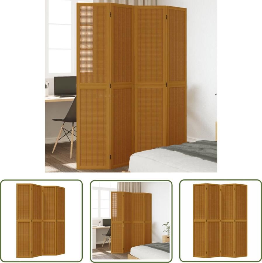 VidaXL The Living Store Kamerscherm Bamboe 140-145 x 200 cm Stabiel Paulowniahoutframe