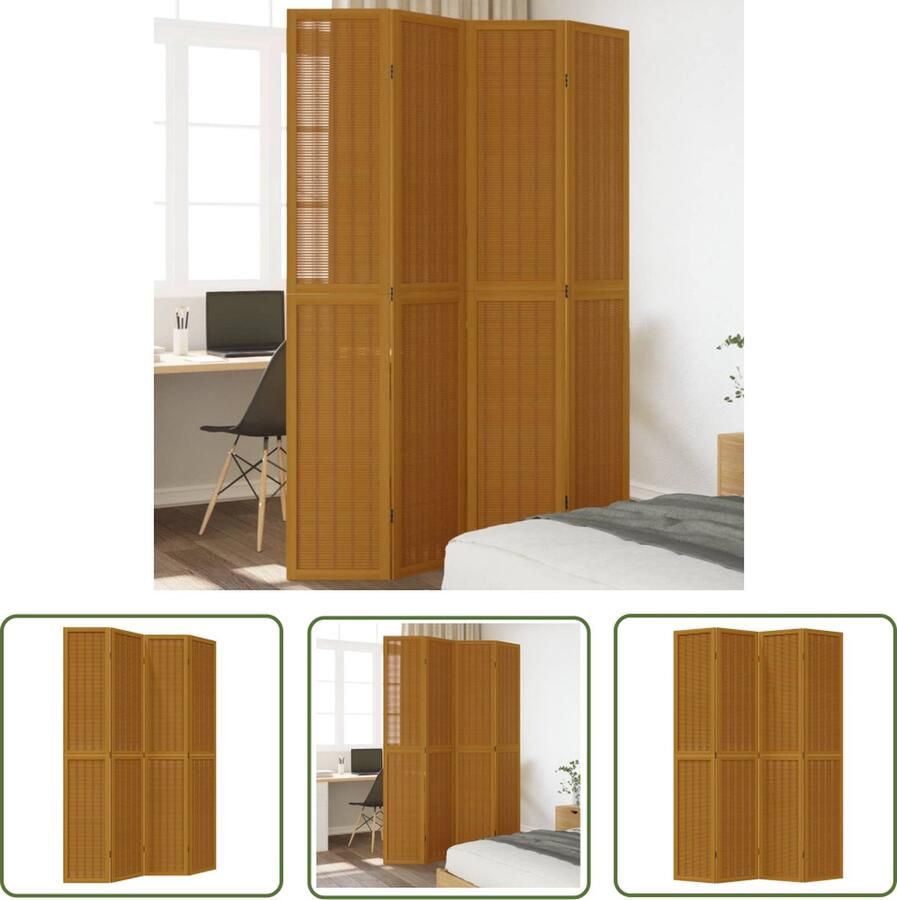 VidaXL The Living Store Kamerscherm Bamboe Privacyscherm 140-145 x 220 cm Massief Paulowniahout