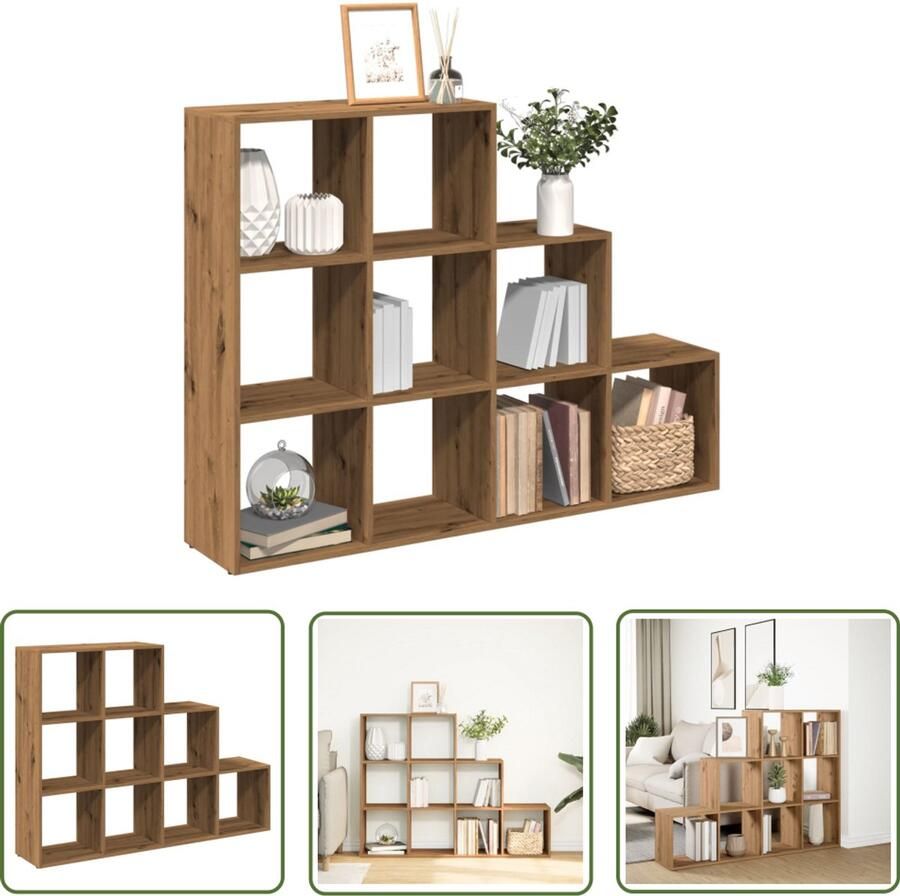 VidaXL The Living Store Kamerscherm boekenkast 137 5x29x103 5 cm hout artisanaal eik Boekenkast Houten Kast Opslagkast Scheidingswand Multifunctionele Kast