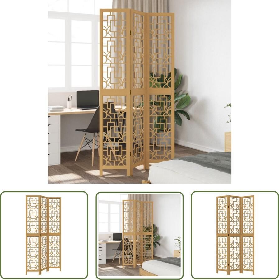 VidaXL The Living Store Kamerscherm Scheidingswand Massief Paulowniahout 105-110 x 220 cm 3 Panelen