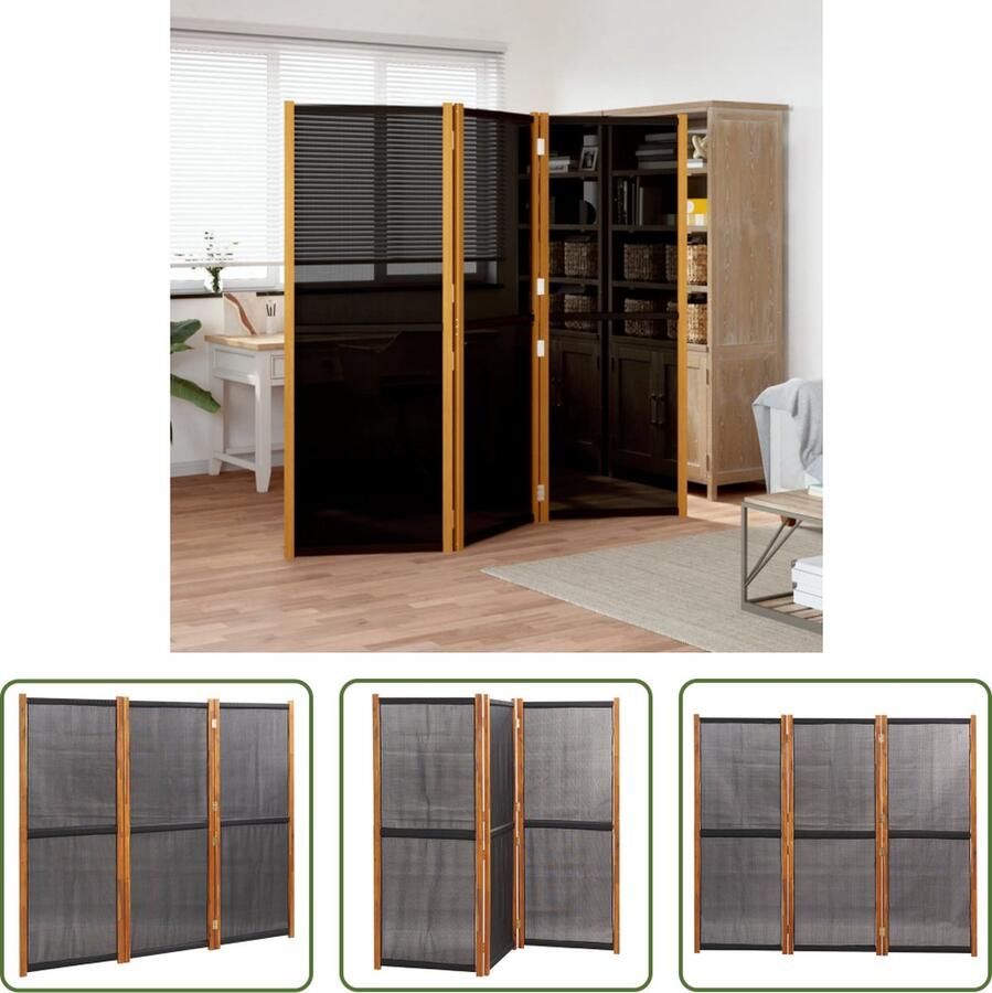 VidaXL The Living Store Kamerscherm Zwarte Acaciahouten 210 x 180 cm Inklapbaar