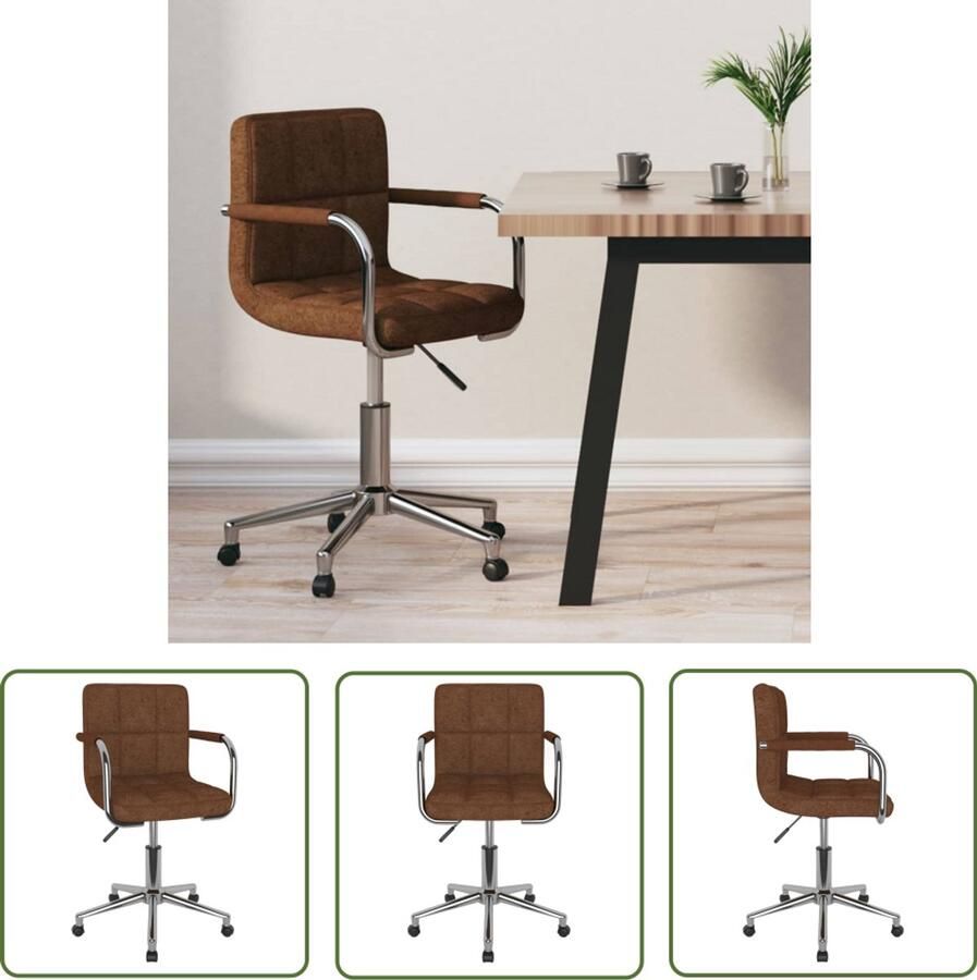 VidaXL The Living Store Kantoorstoel draaibaar stof bruin Kantoorstoel Bureaustoel Draaibare Stoel Comfortabele Stoel Stofstoelen