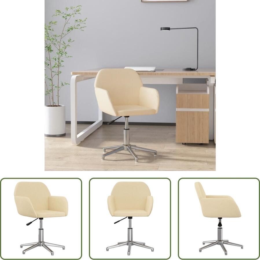 VidaXL The Living Store Kantoorstoel Trendy Draaibaar Crème 53.5 x 57 x (70 77.5) cm Schuimvulling