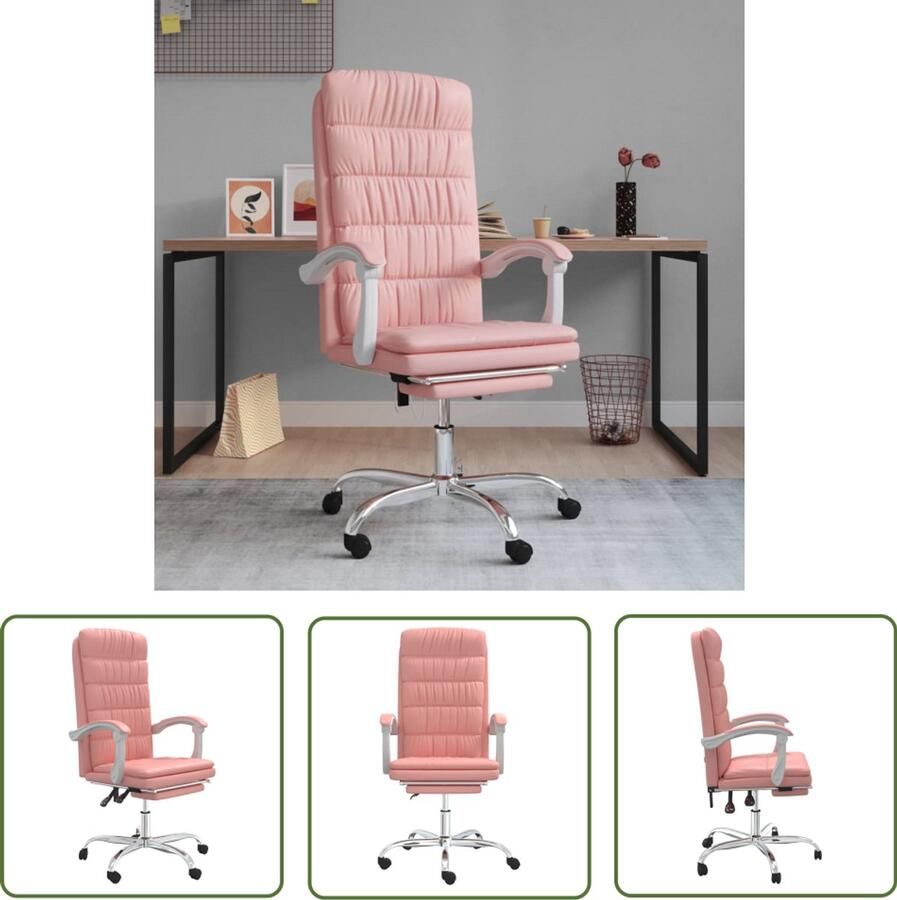 VidaXL The Living Store Kantoorstoel verstelbaar kunstleer roze Kantoorstoel Bureaustoel Verstelbare Stoel Rozerode Stoel Comfortabele Stoel