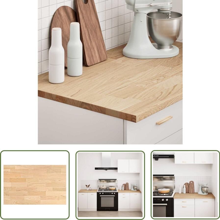 VidaXL The Living Store Keuken werkblad rechthoekig 100x63 5x2 7 cm massief eikenhout Eikenhouten Keukenblad Houten Werkblad Keuken Countertop Rechte Keukentop Landelijke Keuken