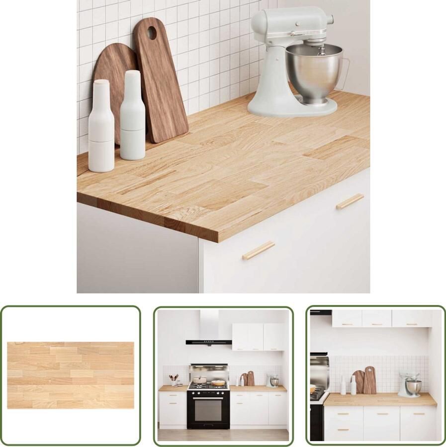 VidaXL The Living Store Keuken werkblad rechthoekig 120x63 5x2 7 cm massief eikenhout Eikenhouten Keukenblad Massieve Keukentop Landelijke Keuken Werkblad Kookeiland Blad