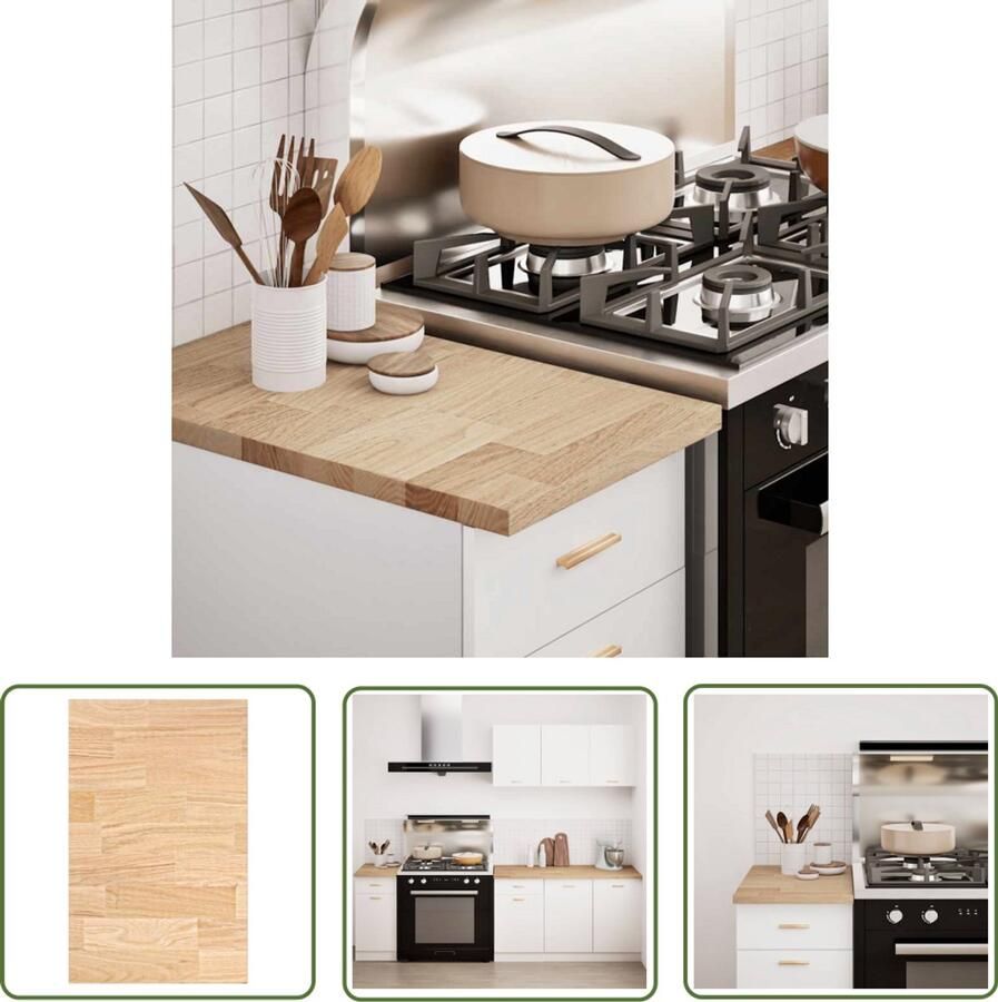 VidaXL The Living Store Keuken werkblad rechthoekig 40x63 5x2 7 cm massief eikenhout Eikenhouten Blad Keukenblad Werktafel Hout Keukenblad Landelijke Stijl