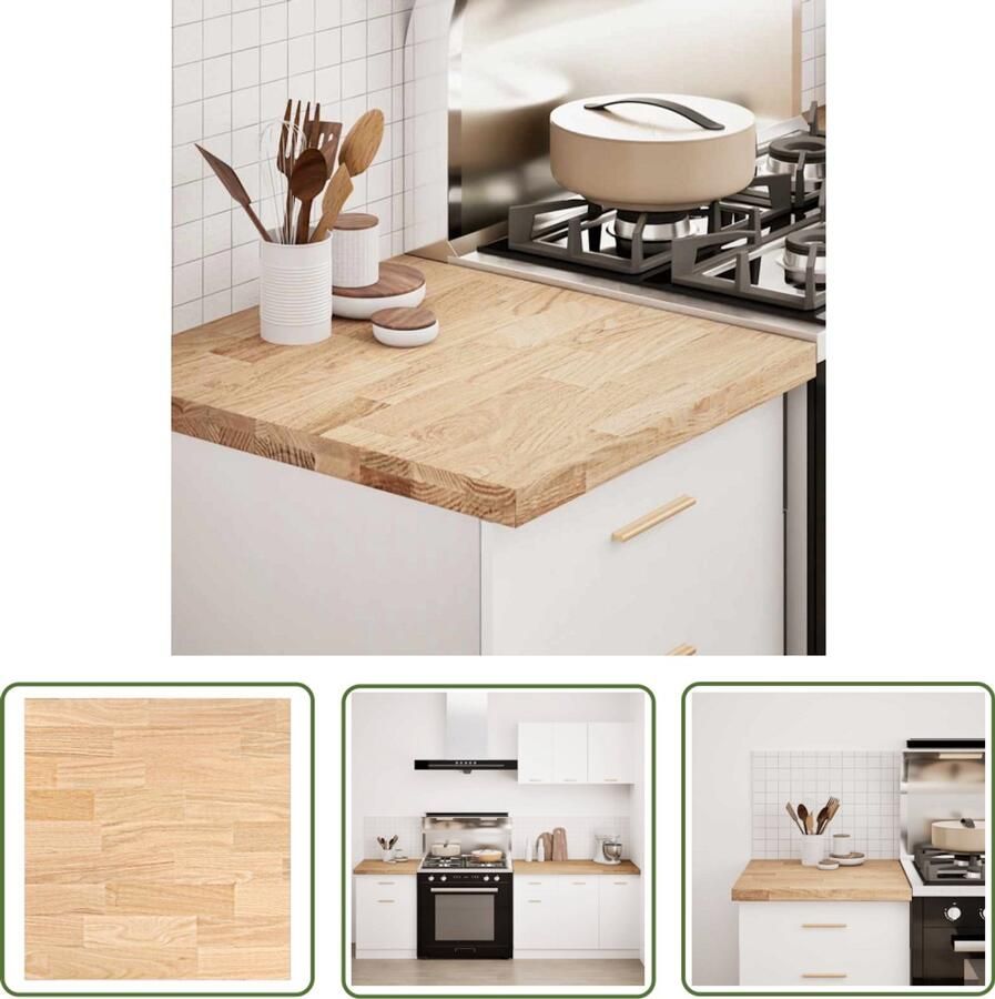 VidaXL The Living Store Keuken werkblad rechthoekig 60x63 5x4 cm massief eikenhout Eikenhouten Keukenblad Houten Werkblad Keukentafelblad Massief Eiken Hout Landelijke Keuken