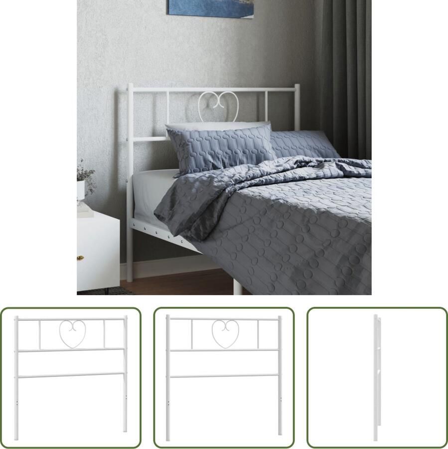 VidaXL The Living Store Klassiek Hoofdbord Staal 95 x 3 x 90 cm Wit