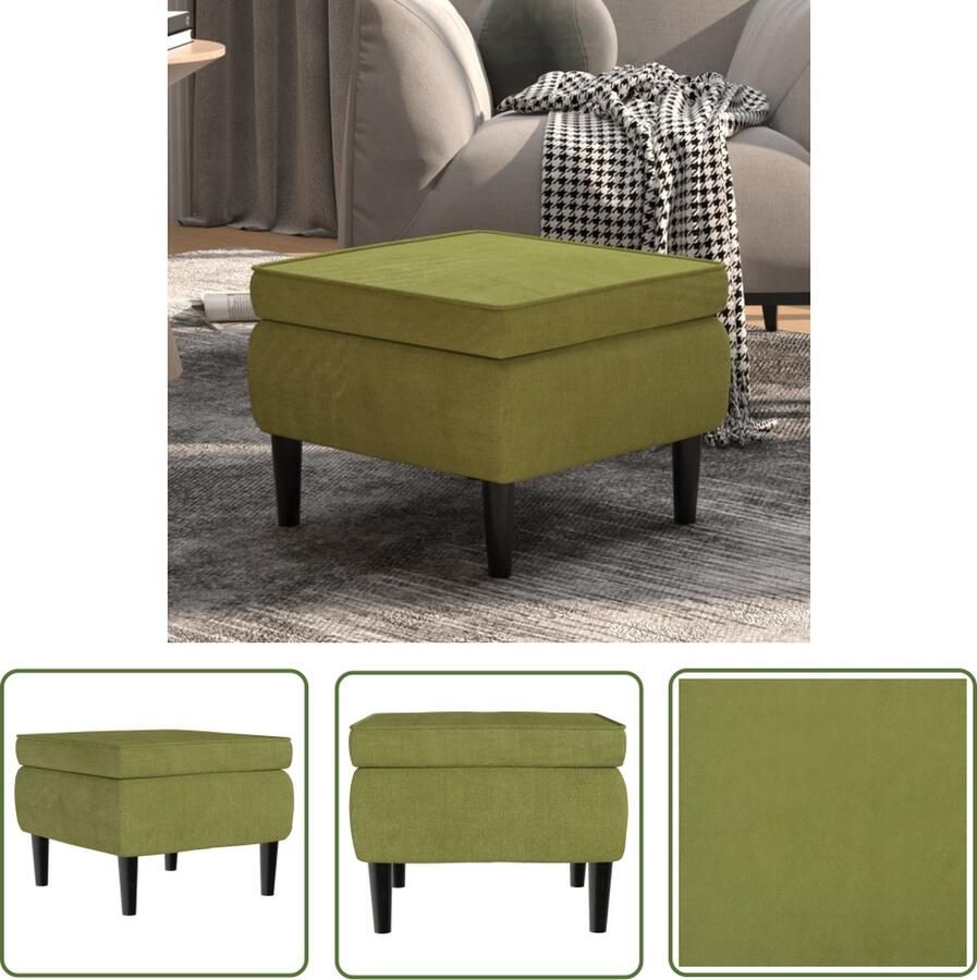 VidaXL The Living Store Kruk Azur Houten poten Lichtgroen fluweel 55x54.5x42cm - Foto 2