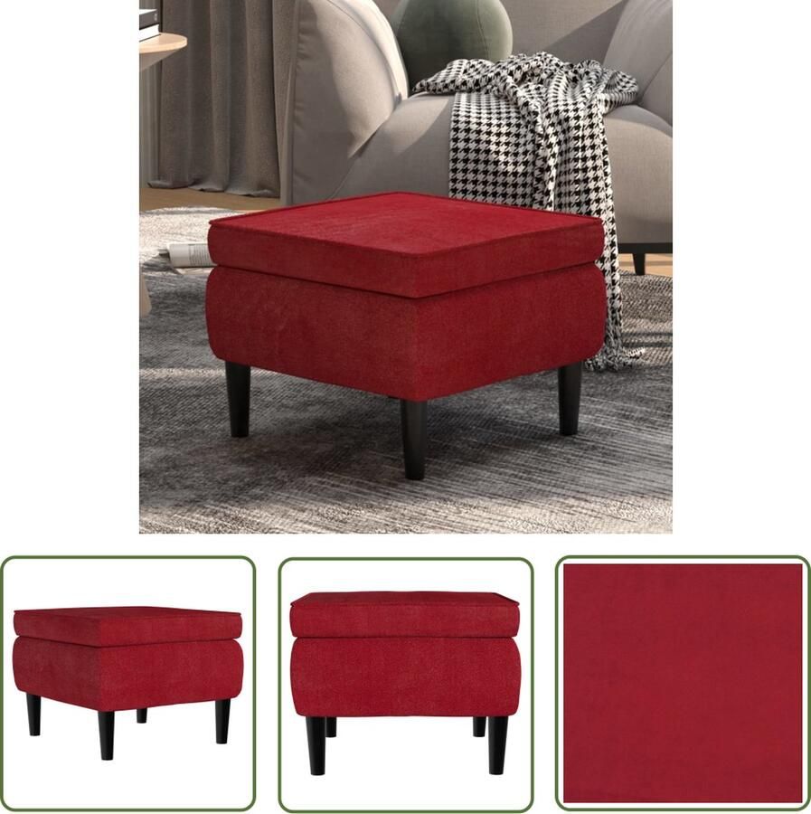 VidaXL The Living Store Kruk Charming Voetenbank 55 x 54.5 x 42 cm Wijnrood fluweel - Foto 2