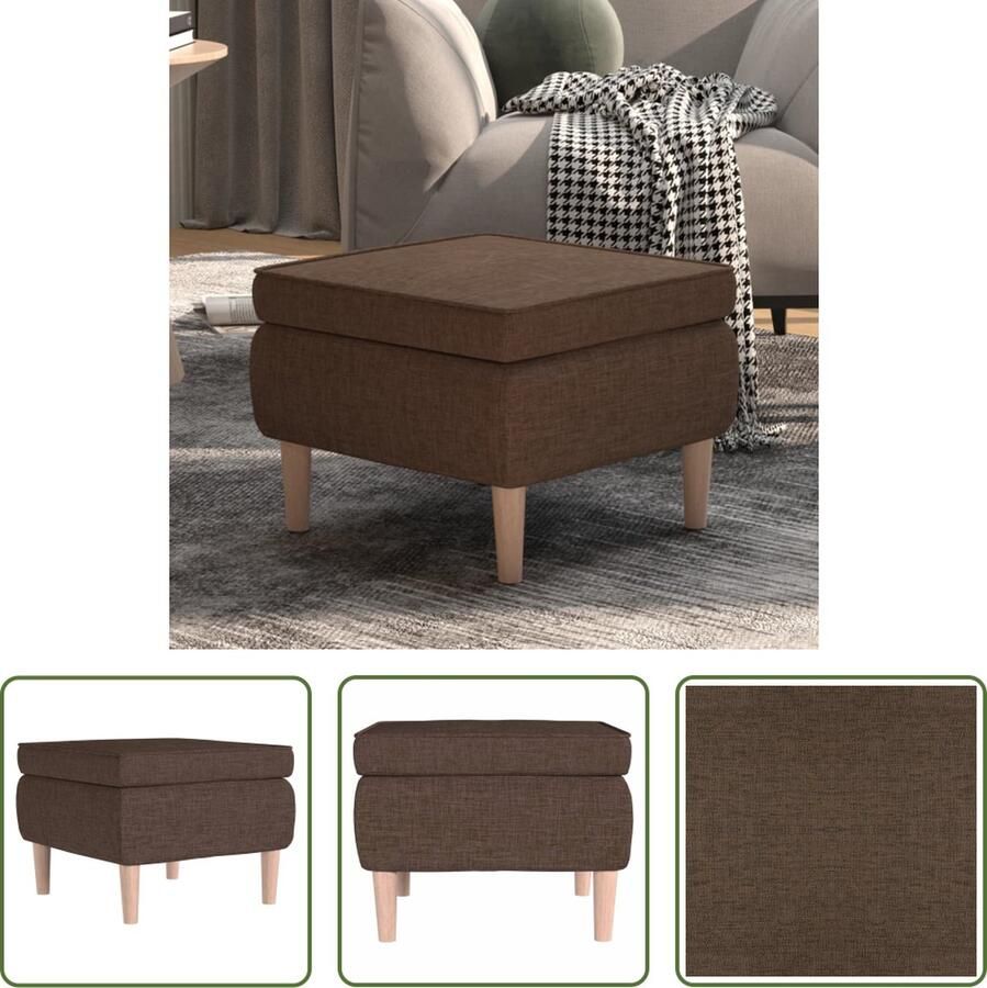 VidaXL The Living Store Kruk Voetenbank Bruin 55 x 54.5 x 42 cm Houten poten - Foto 2