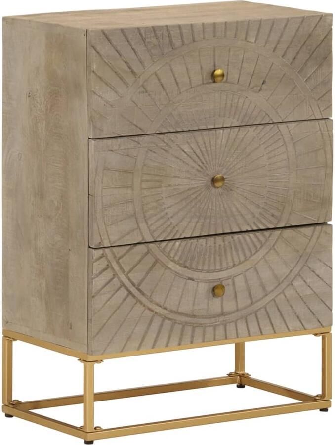 VidaXL The Living Store Ladekastje 55x30x76 cm massief mangohout en ijzer Ladekast Mangohout Vintage Industrieel Opbergkast