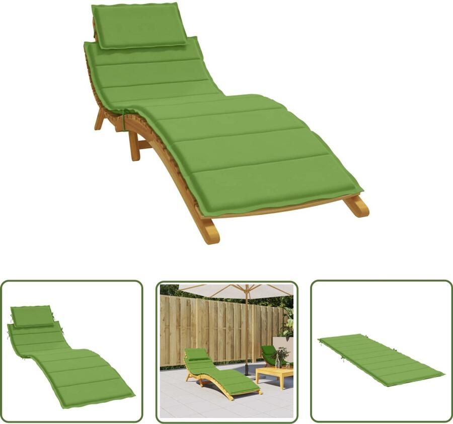 The Living Store Ligbedkussen Groen 186 x 58 x 3 cm uv-bestendig polyester Ligbedkussen Tuinstoel Lounge Stoel Outdoor Kussen Balkon Kussen