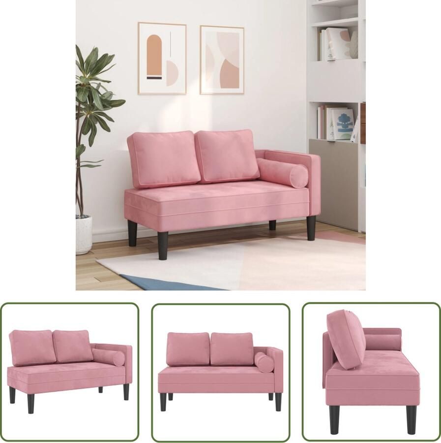 VidaXL The Living Store Lounge Chaise Fluwelen chaise longue 116.5 x 62 x 57.5 cm Roze fluweel