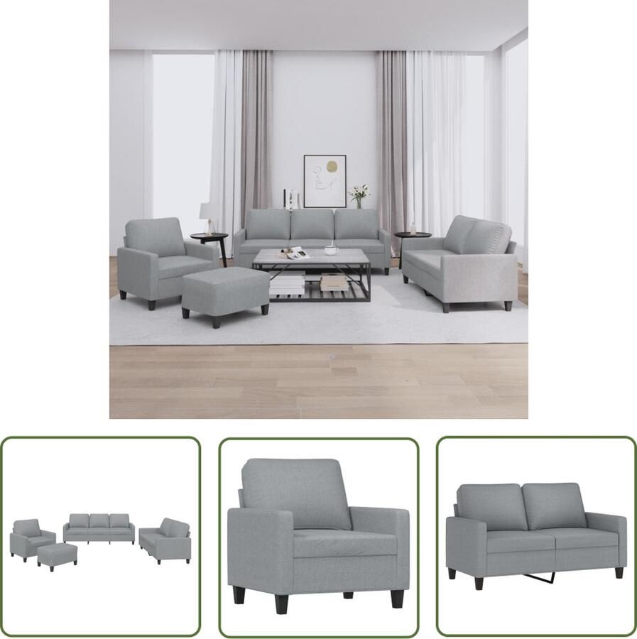VidaXL The Living Store Loungeset Comfort 2-zitsbank lichtgrijs 138 x 77 x 80 cm duurzame stof
