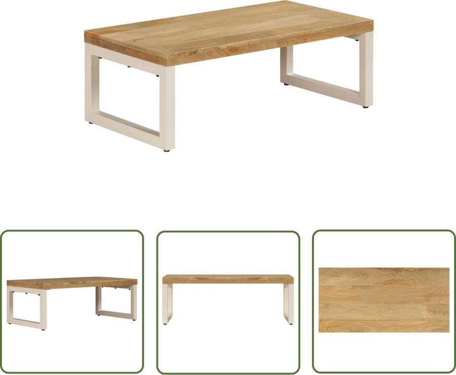 VidaXL The Living Store Mangohouten Salontafel 100 x 50 x 35 cm Massief Hout en Staal