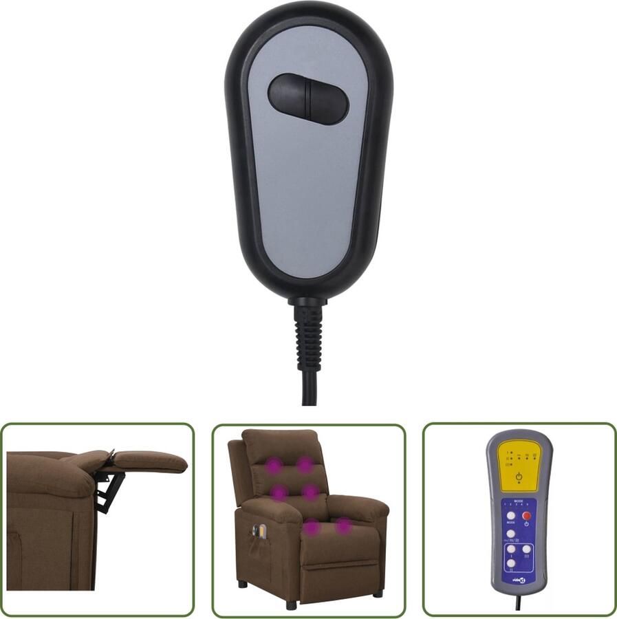 VidaXL The Living Store Massagefauteuil Elektrisch Bruin Schuimvulling 74 x 143 x 82.5 cm 6-punts Trillingsmassage Verstelbare Rugleuning