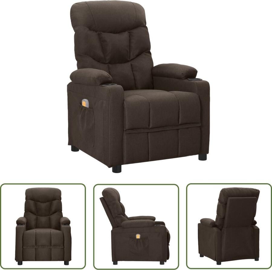 VidaXL The Living Store Massagefauteuil Verstelbaar 6-punts trillingsmassage 75 x 93 x 104.5 cm Donkerbruin