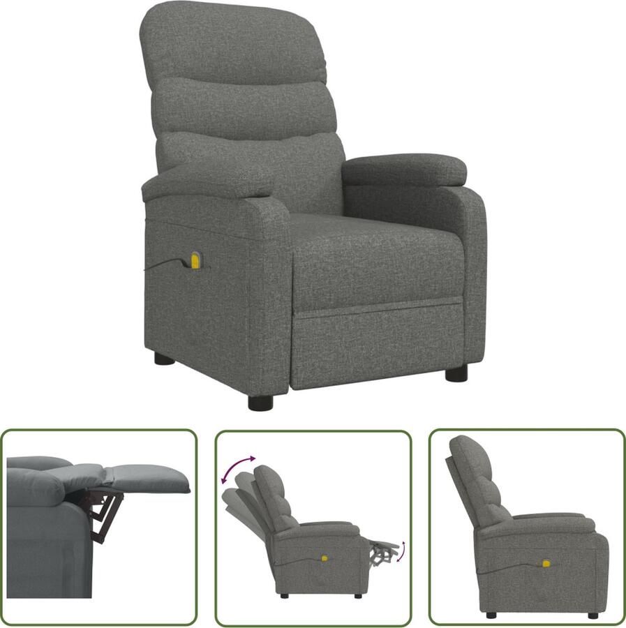 VidaXL The Living Store Massagefauteuil Verstelbaar 6-punts trillingsmassage Donkergrijs 75 x 91 x 101 cm - Foto 2