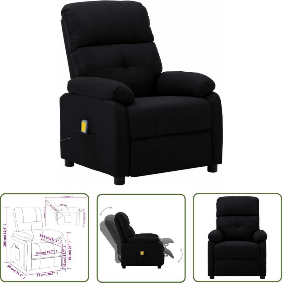 VidaXL The Living Store Massagefauteuil Verstelbaar Massagepunten USB-aansluiting Comfortabel Zwart 73 x 90 x 100 cm 6 massageprogrammas Montage vereist 110 kg - Foto 2