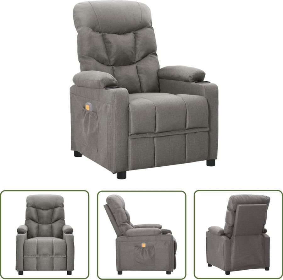 VidaXL The Living Store Massagestoel stof lichtgrijs Massagestoel Elektrische Massagestoel Loungestoel Fauteuils Grijs Massagebank - Foto 3