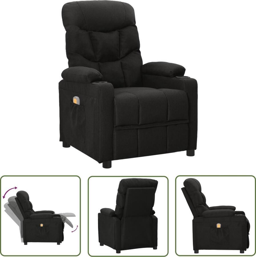 VidaXL The Living Store Massagestoel stof zwart Massagestoel Elektrische Massagestoel Lounge Stoel Loungefauteuil Ergonomische Stoel