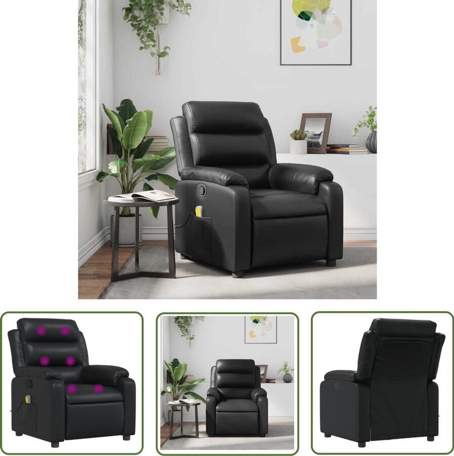 VidaXL The Living Store Massagestoel verstelbaar kunstleer zwart Massagestoel Ergonomische Stoel Lounge Stoel Relaxstoel Elektrische Massage
