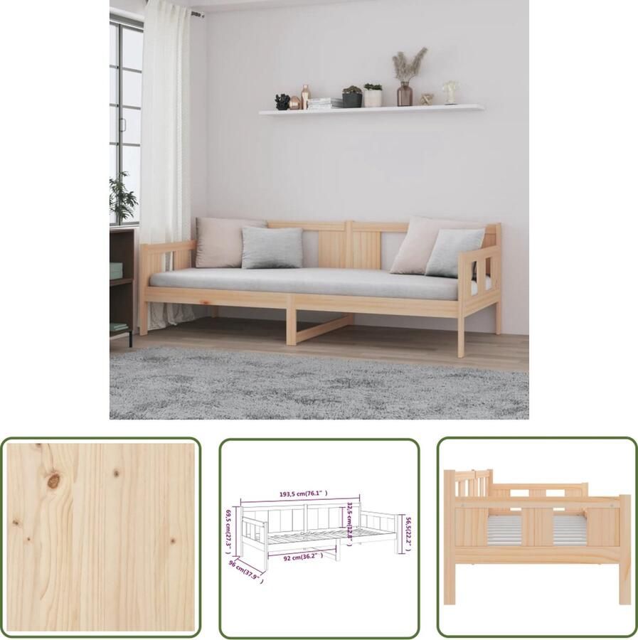 The Living Store Slaapbank massief grenenhout 90x190 cm Slaapbank Slaapbanken Bedbank Bed Bedframe Houten Bedframe Bedbodem Logeerbed Slaapmeubel Ledikant Bedbanken - Foto 2