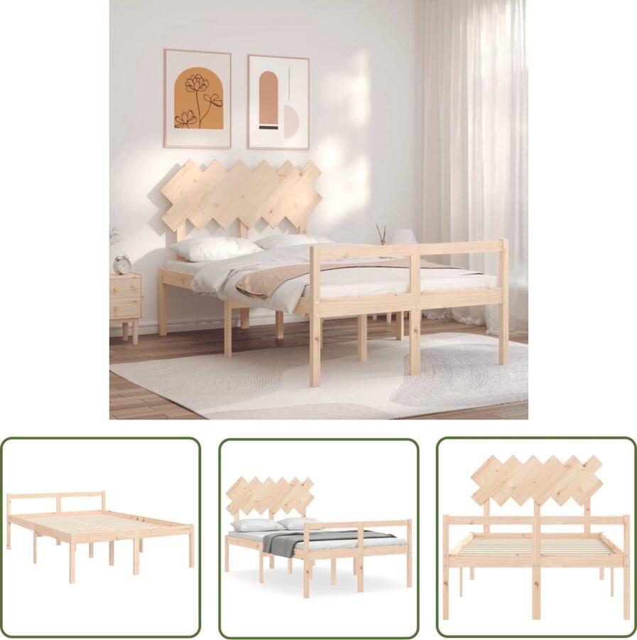 VidaXL The Living Store Massief grenenhouten Bedframe 195.5 x 125.5 x 80.5 cm Multiplex lattenbodem