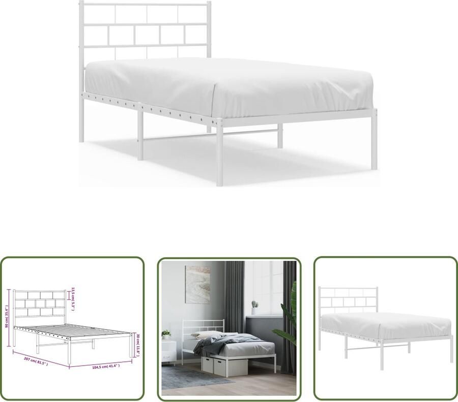 VidaXL The Living Store Metalen Bedframe Klassieke Bedden 207 x 104.5 x 90 cm Robuust