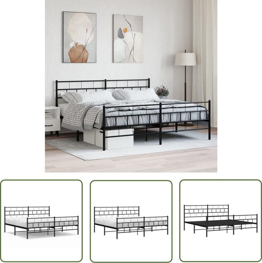VidaXL The Living Store Metalen Bedframe Klassieke Logeerbed 207 x 206 x 90 cm (Zwart)