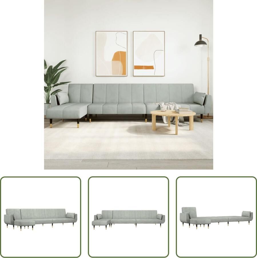VidaXL The Living Store Multifunctionele Slaapbank Lichtgrijs 275x140x70cm - Foto 2