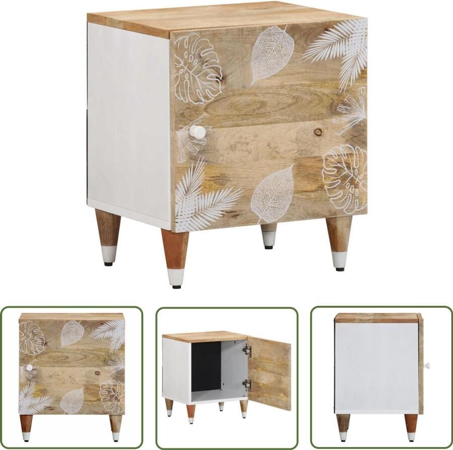 VidaXL The Living Store Nachtkastje 40x33 5x46 cm massief mangohout Nachtkastje Mango Hout Kast Slaapkamer Opbergruimte