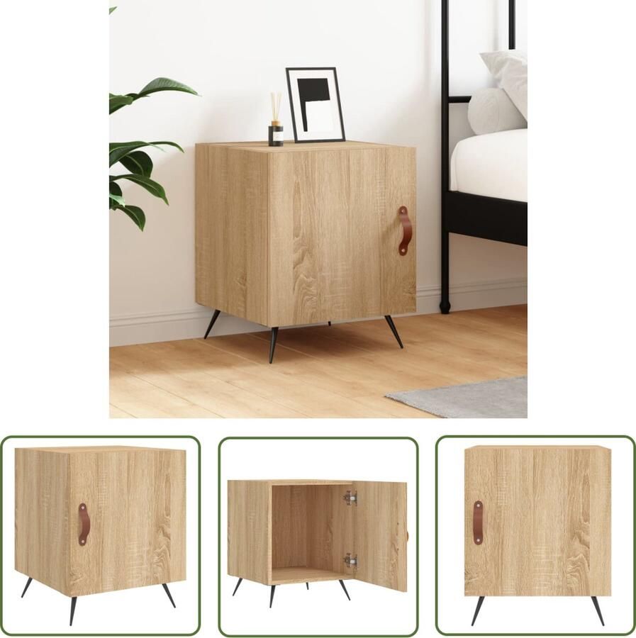 The Living Store Nachtkastje Sonoma Eiken 40x40x50 cm Duurzaam materiaal Veel opbergruimte Nachtkastje Bijzettafel Salontafel Slaapkamermeubel Houten Meubel - Foto 2