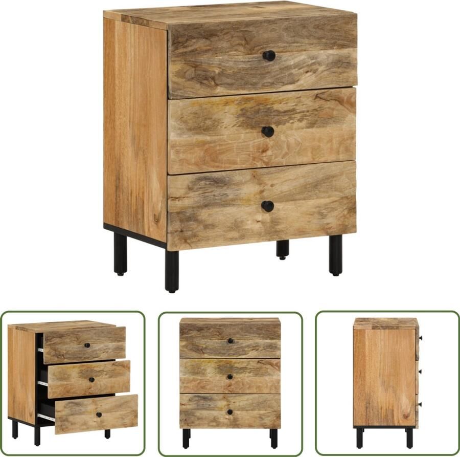 VidaXL The Living Store Nachtkastje 50x33x60 cm massief mangohout Nachtkastje Mangohout Bedroom Furniture Side Table Storage Cabinet