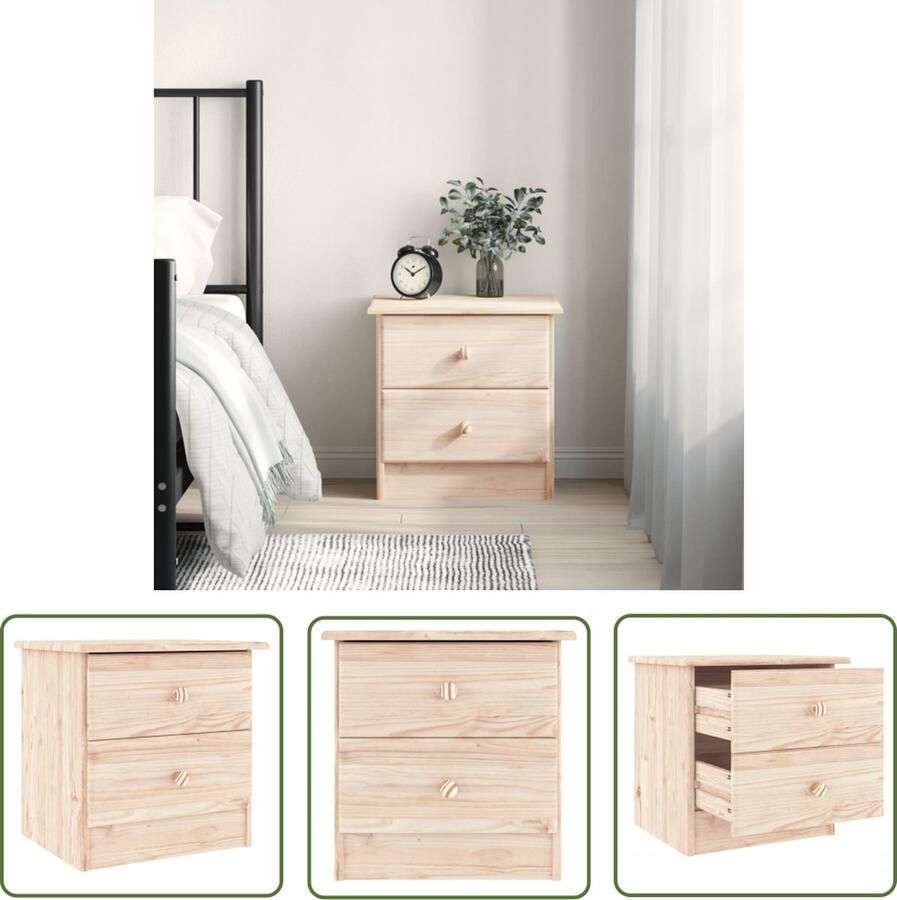 VidaXL The Living Store Nachtkastje ALTA 41x35x41 cm massief grenenhout Nachtkastje Grenenhouten Kast Vintage Meubilair Landelijke Stijl Bedroom Furniture - Foto 2