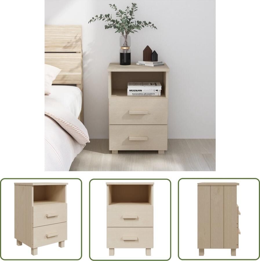 VidaXL The Living Store Nachtkastje HAMAR 40x35x62 cm massief grenenhout honingbruin Nachtkastje Salontafel Hout Meubel Grenoblenhout Bruine Tafel - Foto 2