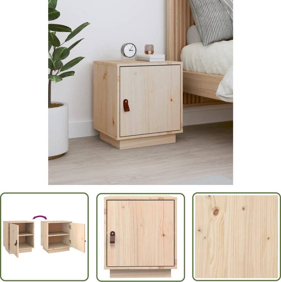 VidaXL The Living Store Nachtkastje Hout 40 x 34 x 45 cm Massief grenenhout Voldoende opbergruimte