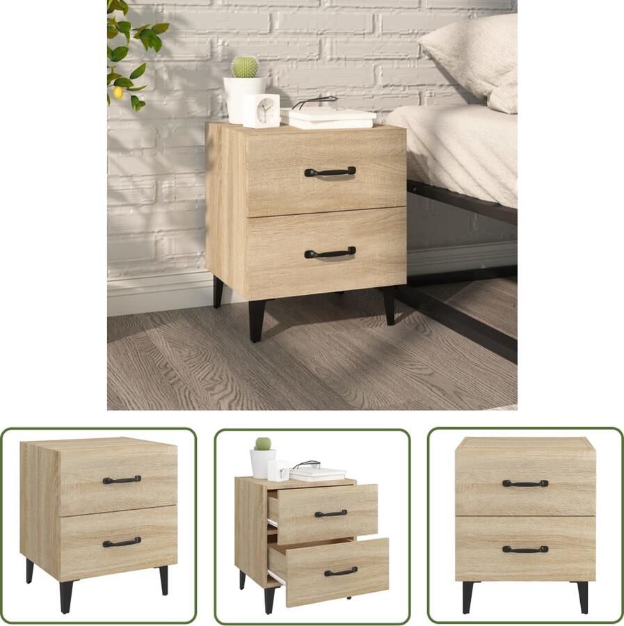 VidaXL The Living Store Nachtkastje IndustriÃle Stijl 40x35x47.5 cm Sonoma Eiken - Foto 2
