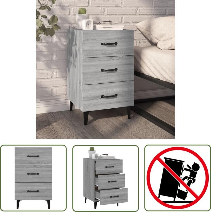 VidaXL The Living Store Nachtkastje Sonoma Eiken 40 x 40 x 66 cm Hoogwaardig materiaal - Foto 2