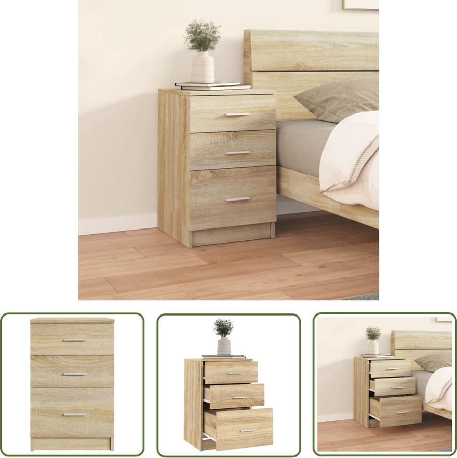 VidaXL The Living Store Nachtkastje Sonoma eiken 40x40x63cm Praktisch en tijdloos
