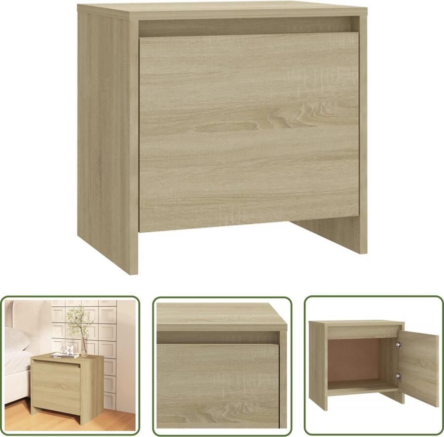 VidaXL The Living Store Nachtkastje Sonoma Eiken 45 x 34 x 44.5 cm Stevig en Ruim opbergen - Foto 2